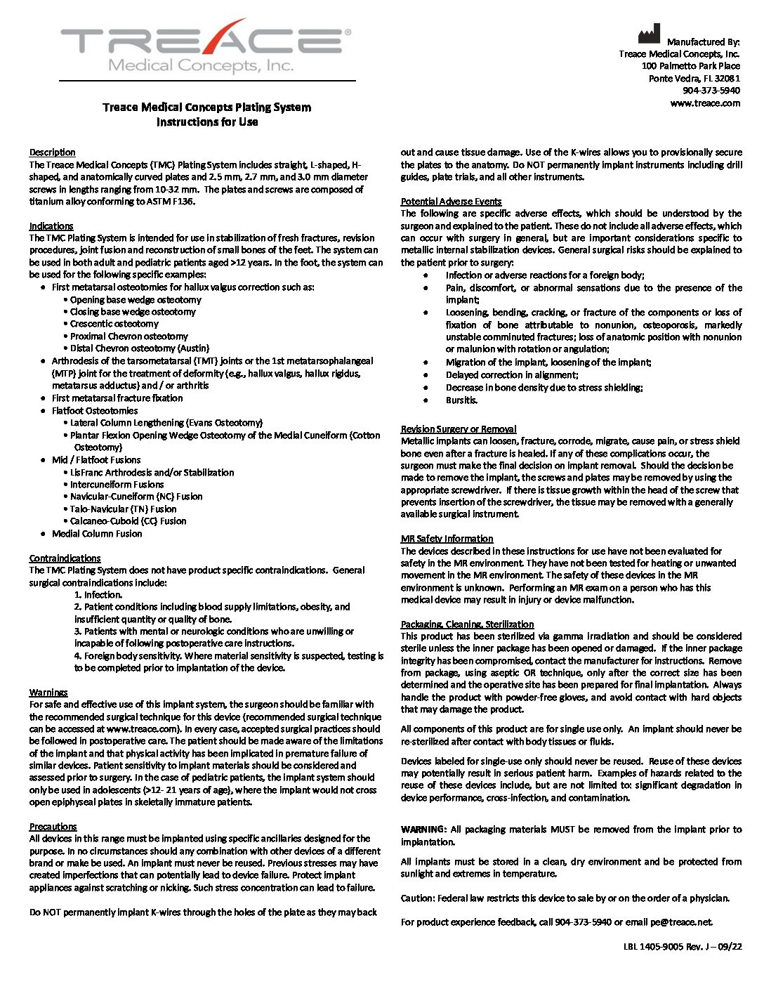 TMC Plating System Instructions for Use